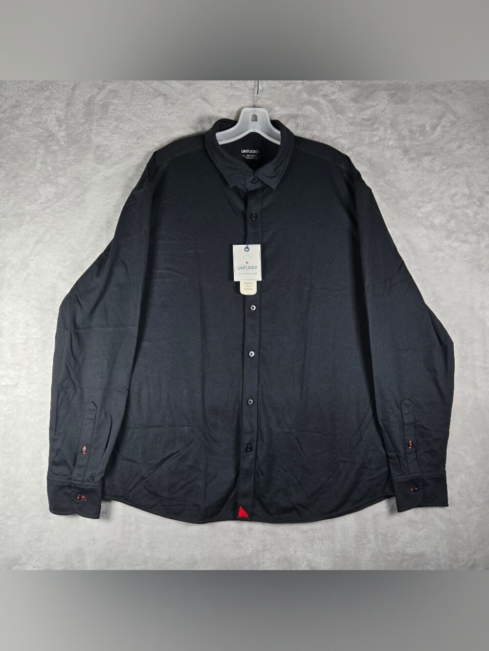 UNTUCKit Luxe Tee Button Down Men Size XXL 2XL Long Sleeve 100% Cotton Black NWT
